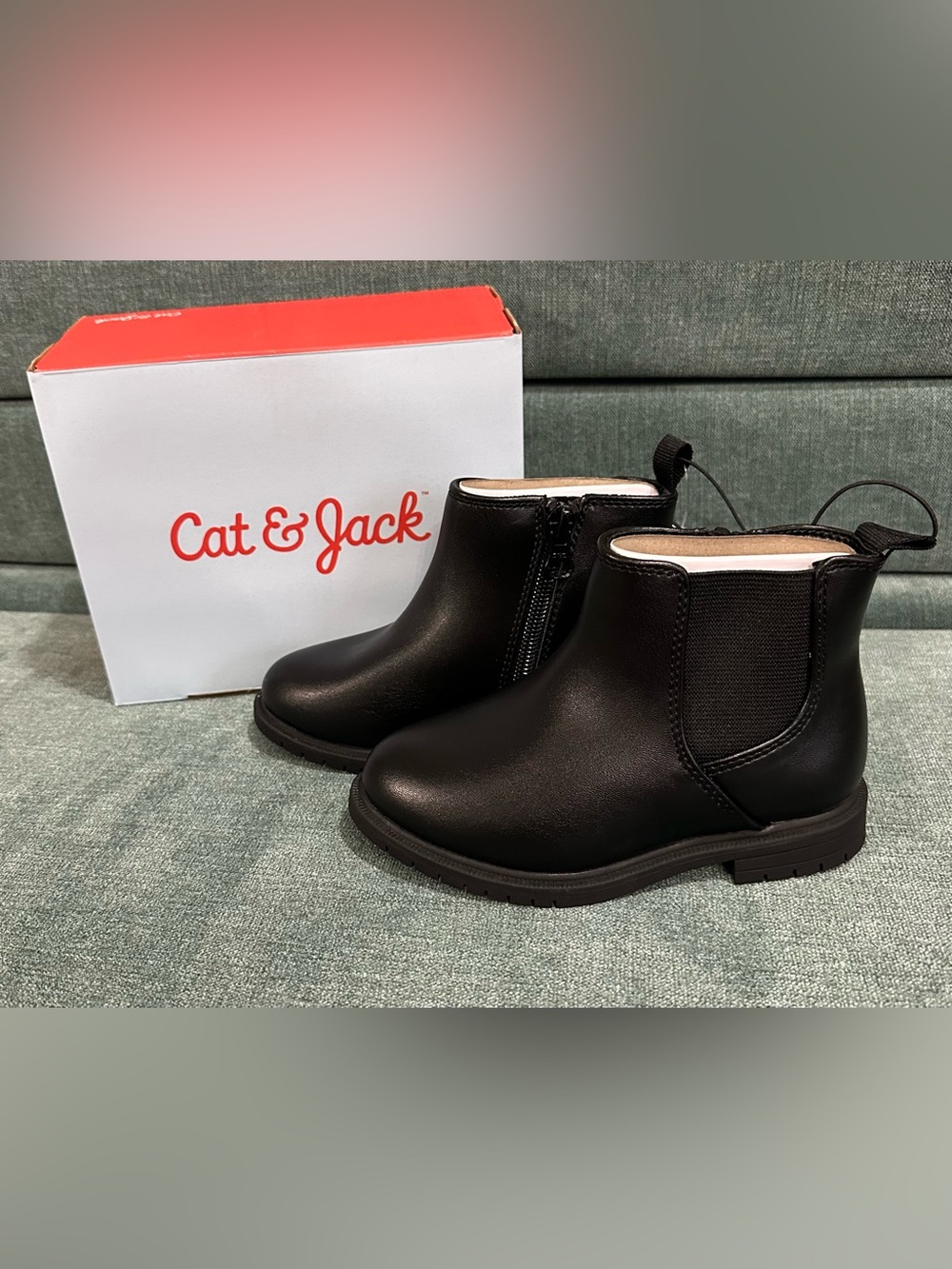 Cat & Jack Black Girls' Side-Zip “Tanner” Boots NWT
